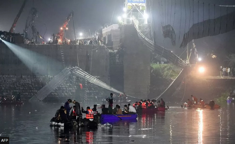 Indian bridge collapse kills 132, including 9 children