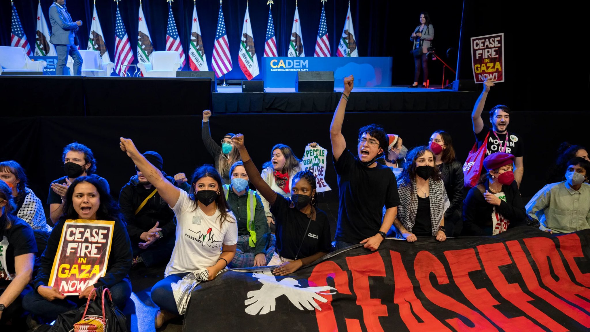 California Democratic Party Convention Disrupted by Pro-Palestinian Protestors